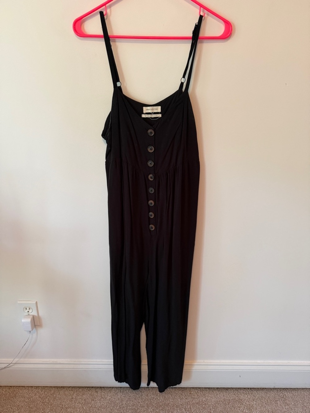 Urban Outfitters Black Button-Front Sleeveless Jumpsuit